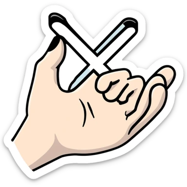 hand holding an X sticker