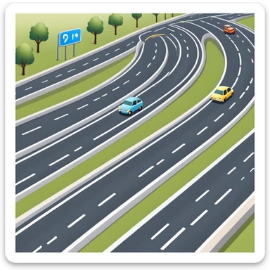 highway with lanes and cars sticker