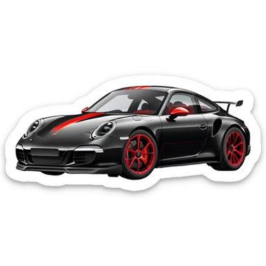 Black Porsche 911 with red details sticker