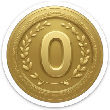 gold super curved coin with large "0" label in center and laurel sticker