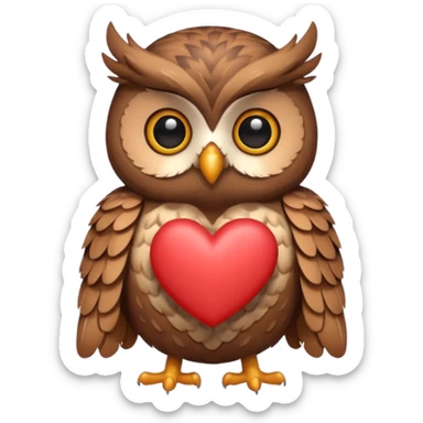 Owl holding hearts sticker