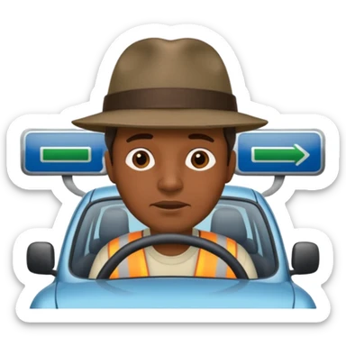 homme créole réunionnais  avec chapeau embouteillage route  sticker