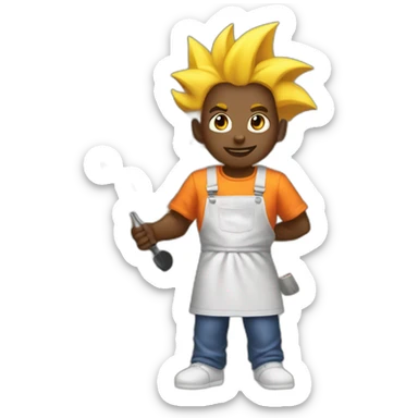 Black male with Home Depot apron and paint brush going super Saiyan sticker