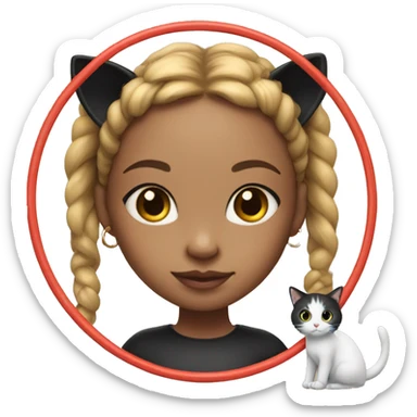 girl with hoop earrings and hula hoop with white and black cat sticker