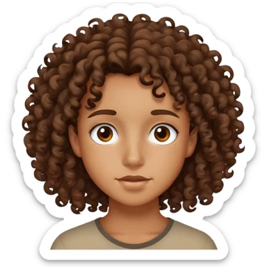 tan teenager with curly dark brown hair sticker