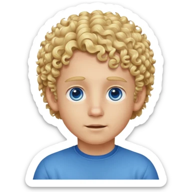 blonde boy with curly hair past his hears sticker