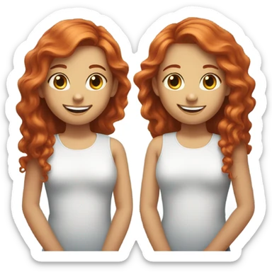 Red hair twins one short hair one long smiling sticker