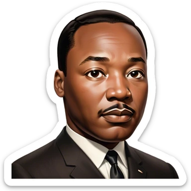 Cinematic Realistic Martin Luther King Jr. Portrait Emoji, depicted as a compassionate determined civil rights leader in period attire with a powerful gaze, rendered with rich textures and inspiring dynamic lighting that captures his historic legacy. sticker