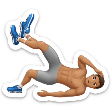 man laying down bicycle-crunches exercise sticker