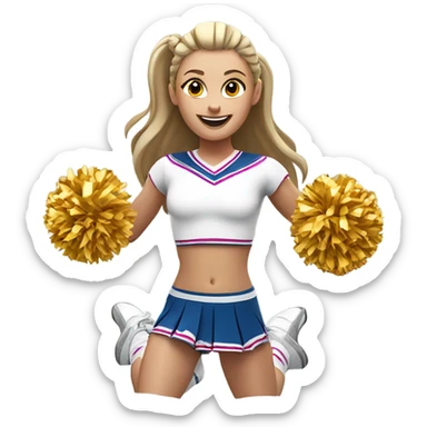 Jumping white Cheerleader pigtails  sticker