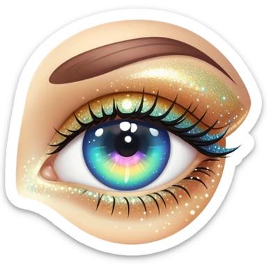 Iridescent big giant glistening glossy sparkly shiny glittery eyes sticker