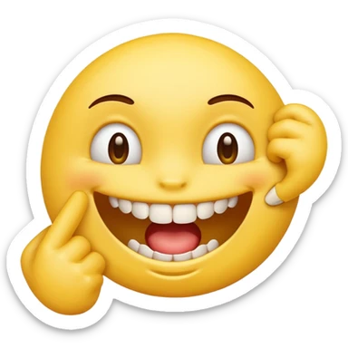 Yellow emoji finger bite with teeth in flirty manner sticker