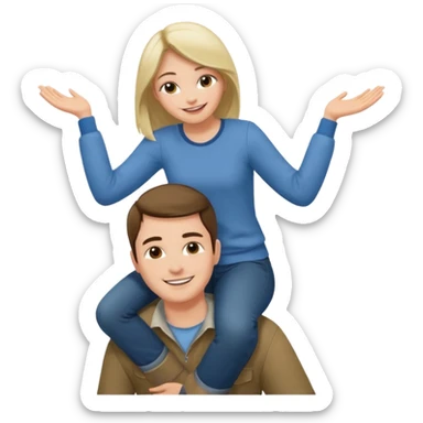 Woman sitting on a man’s shoulders sticker