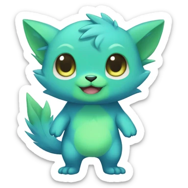 Cute cool green blue animal hybrid Fakemon full body sticker