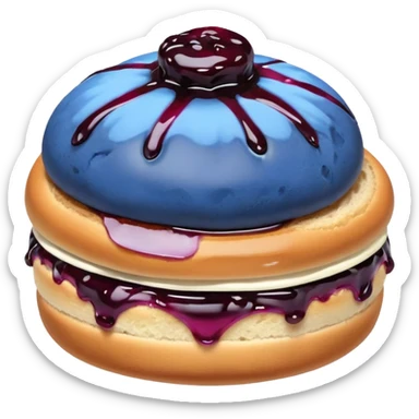 Make an emoji of a blueberry bun (small) that's broken off a bit so you can see the blueberry jam sticker