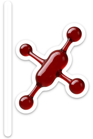 molecola chimica 3d rossa lunga iperrealistica fluttua in aria, 4k sticker