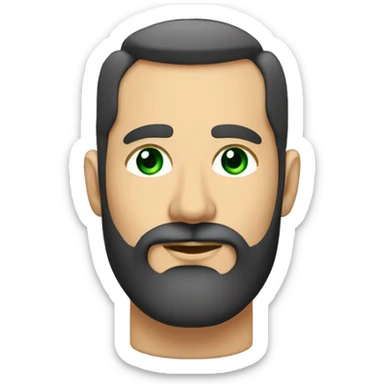 un rostro de barba corta, pelo y barba color negro, ojos verdes, guiñando el ojo derecho sticker