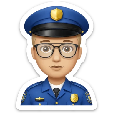 police officer man with glasses, wearing uniform sticker