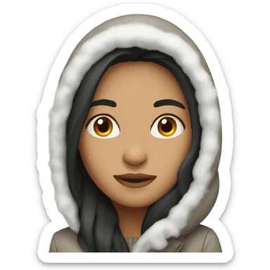 Woman with long dark hair In winter  sticker