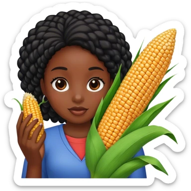 a black girl with corn sticker