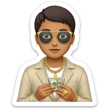 Knight helmet gold chain dark glasses money sticker