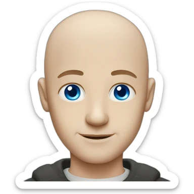 a bald english man with bright blue eyes sticker