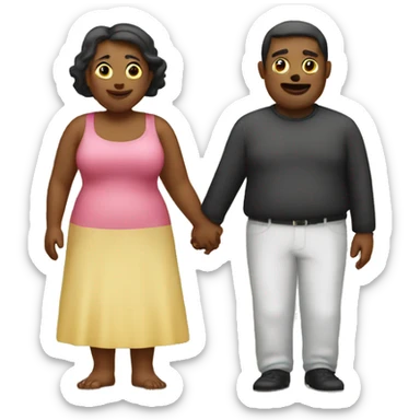A couple of fat people holding hands sticker