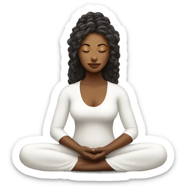 White fit women in a meditation energy sticker