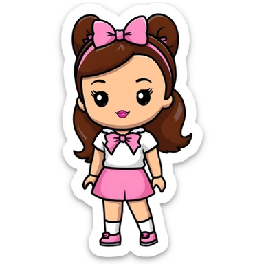 Bratz doll with brown hair and pink bow sticker