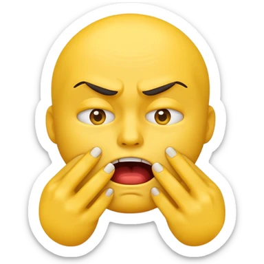 Yellow emoji figure biting nails sticker