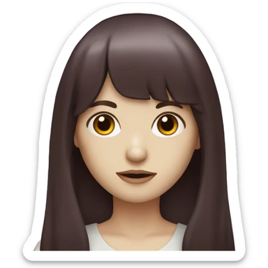 Woman  that has white skin and Long Dark red hair and fringe bangs sticker