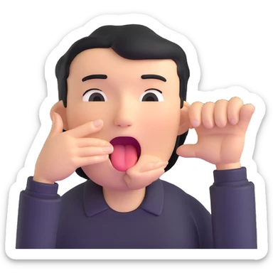 face yawning with hand covering mouth sticker