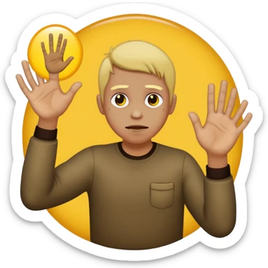 a cursed yellow circle with rock hands and he looks super drunk sticker