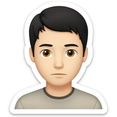 emoji of a young man with black hair and blonde highlights, no beard, neutral expression sticker