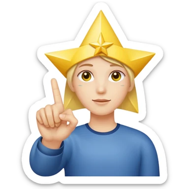 index finger pointing right with a star at the tip sticker