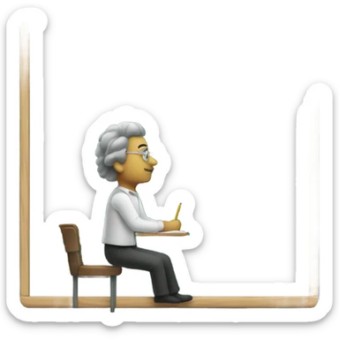 Physicist writing on chalkboard sticker