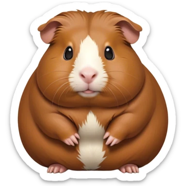 Cinematic Noble Brown Guinea Pig Portrait Emoji, Poised and regal, with a compact, chubby build and a soft, well-groomed rich brown coat, deep-set soulful dark eyes, Simplified yet sharp and sophisticated features, highly detailed, glowing with a warm, dignified glow, high shine, intelligent and charming, stylized with an air of gentle coziness, focused and attentive, soft glowing outline, capturing the essence of a watchful and confident little rodent, so majestic it feels as though it could scurry out of the screen with effortless authority! sticker