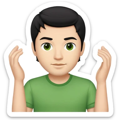 memoji ios sticker handsome guy with black hair and aesthetic green shirt  sticker
