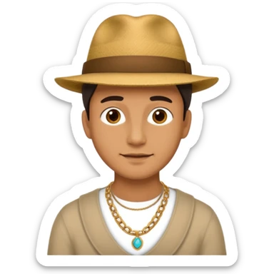 photo of a man's head wearing a hat and some neck accessories sticker