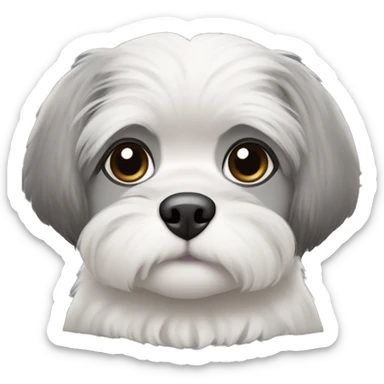 A white Shitzu with a tiny bit grey fur on her mouth, and a little bit of dark grey fur on her eyes and ears. sticker