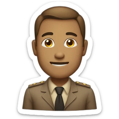 man with small eyes and light brown doing llp salution sticker