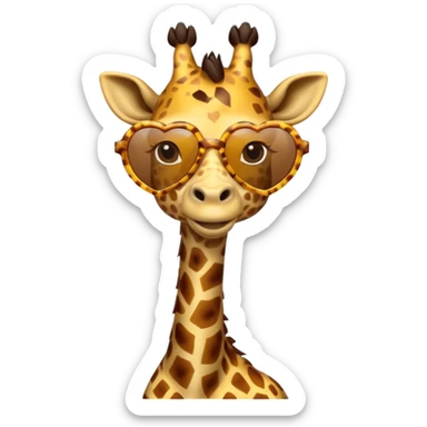 Giraffe with heart shape sunglasses sticker