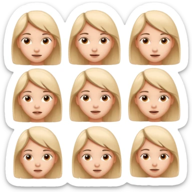 Pencil sketch sheet of a teenage girl's head, 10 different facial expressions, minimal line art, hand-drawn style, isolated on white background, sketchy aesthetic. sticker