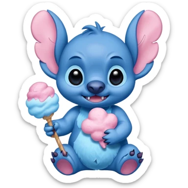 Cute Disney stitch holding pink cotton candy   sticker