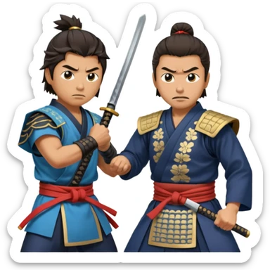 japan samurai fighting with a opther human sticker