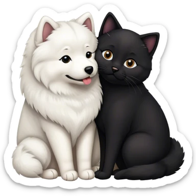 samoyed hug black british cat sticker