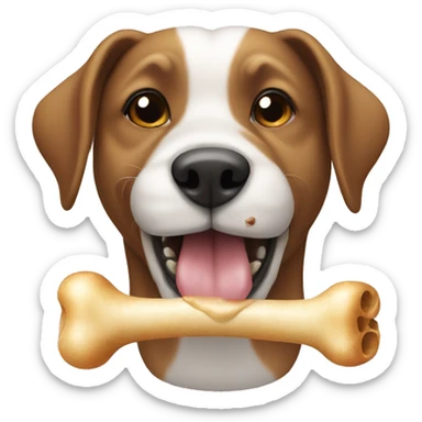 Dog eating a bone sticker