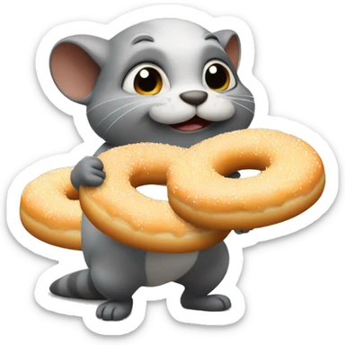 Ardilla esquiando comiendo donas  sticker