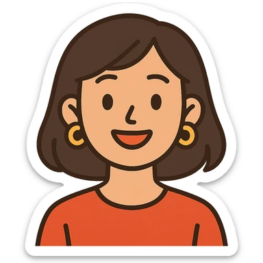 flat toon style smiling girl with earrings sticker
