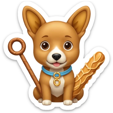 Un perrito viendo con hambre un churro sticker
